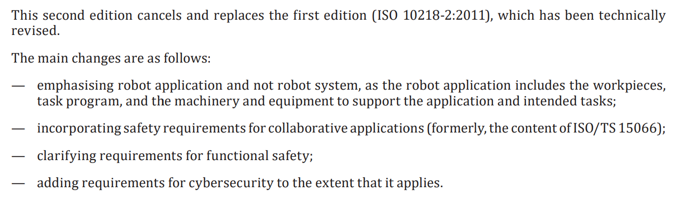 ISO 10218-2:2025 — summary of key changes