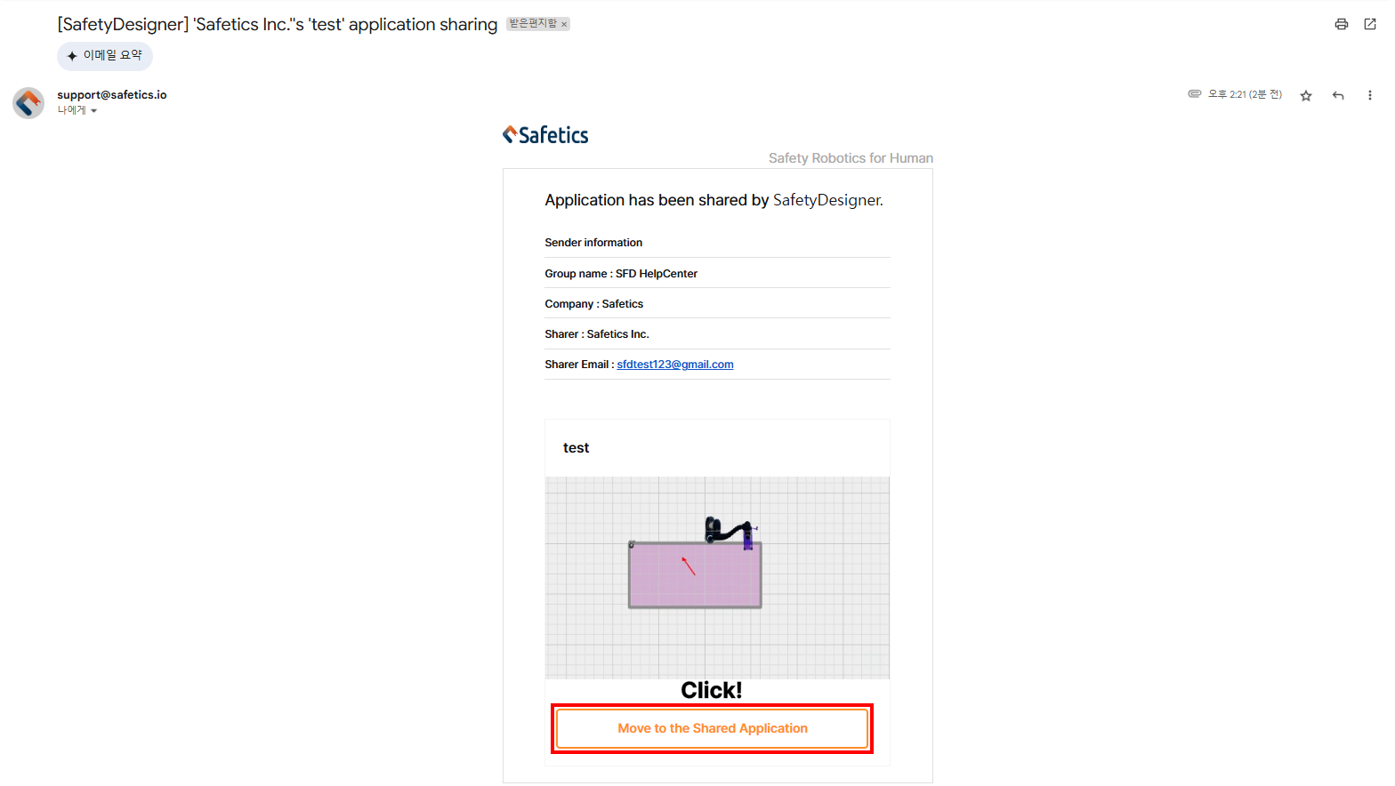 Shared application email