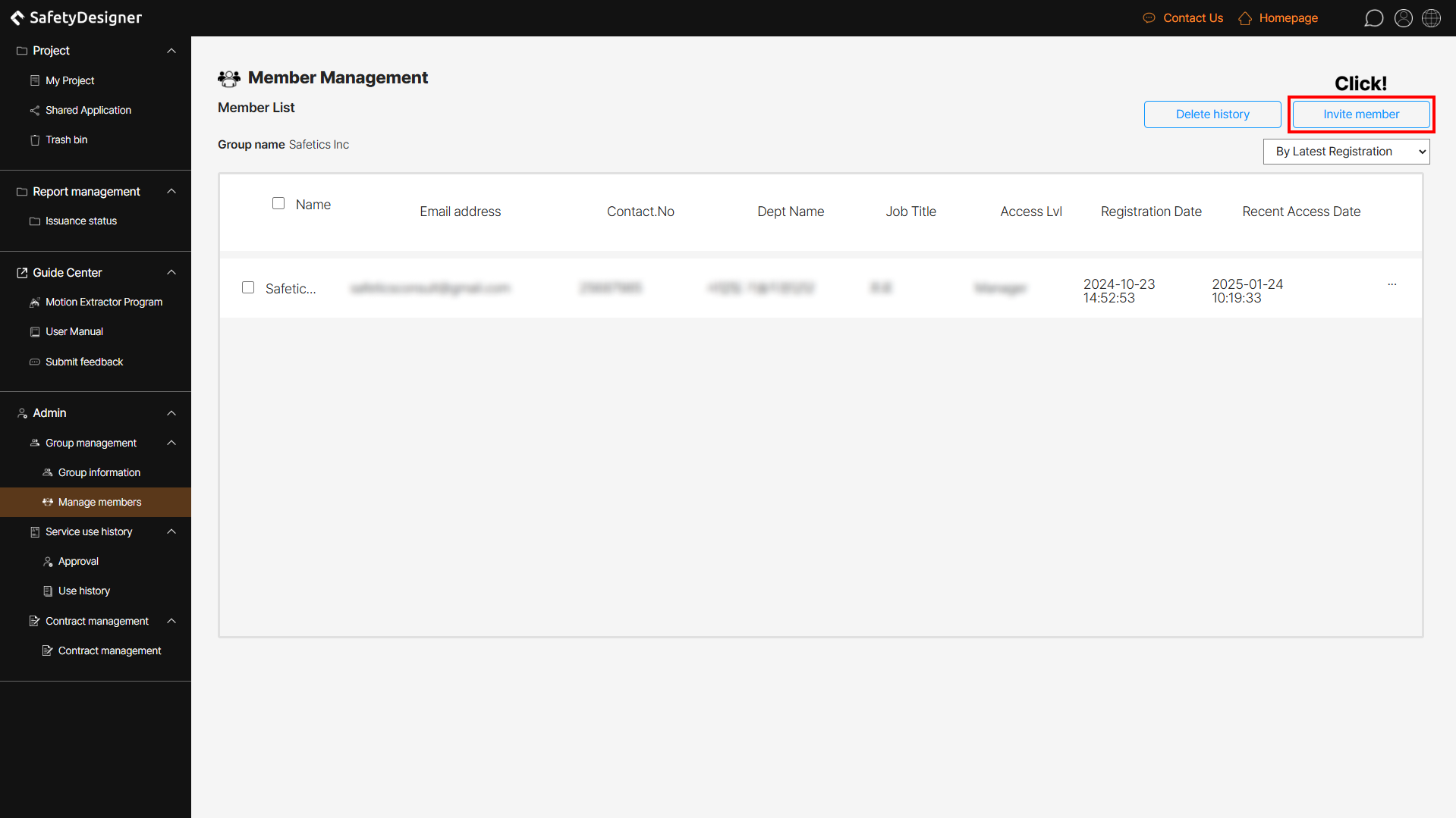 Manage members – invite members