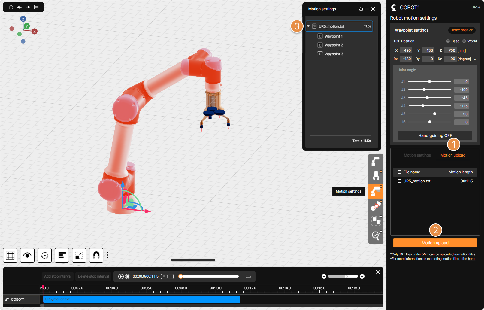 Motion settings – Upload motion