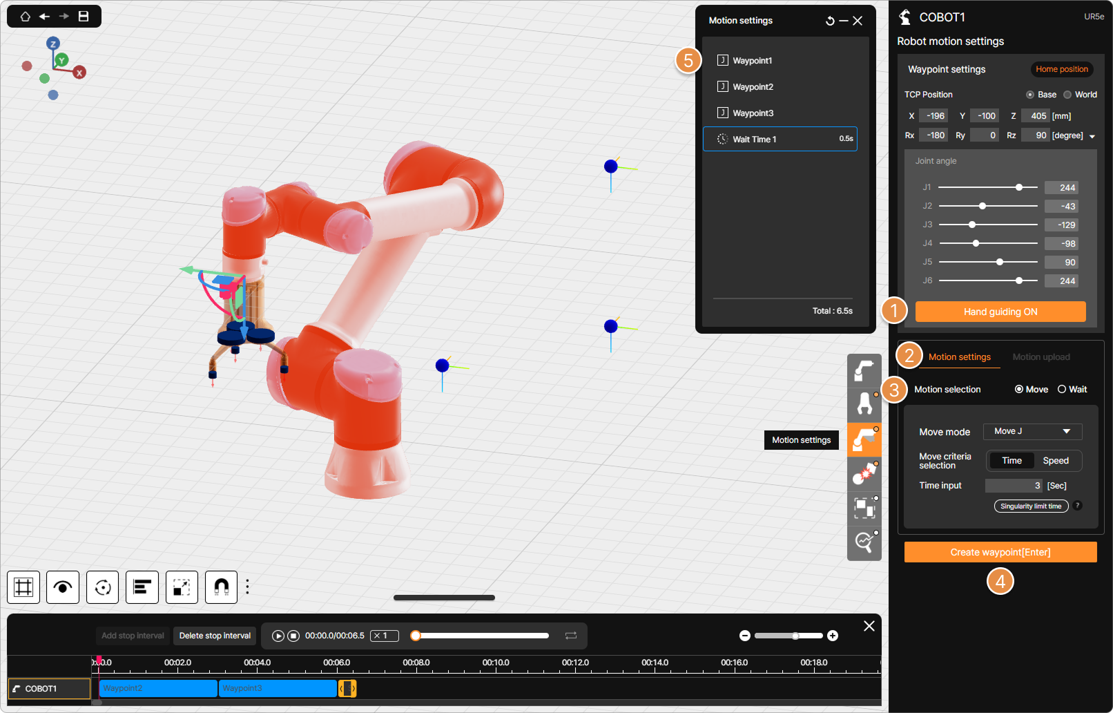 Motion settings – Create motion