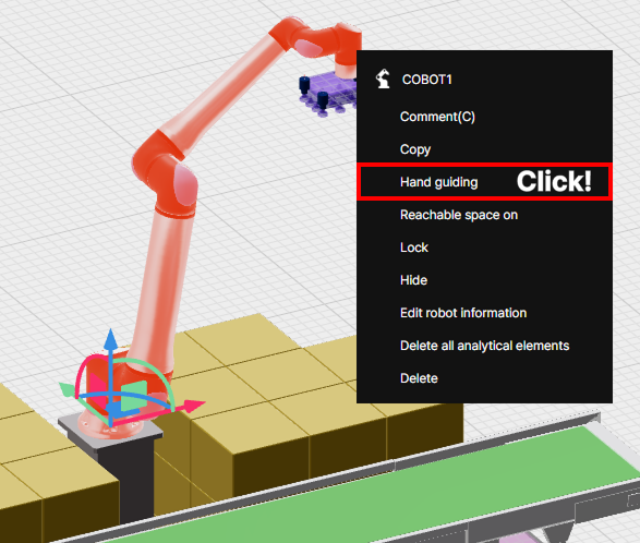 Create motion – Click hand guiding