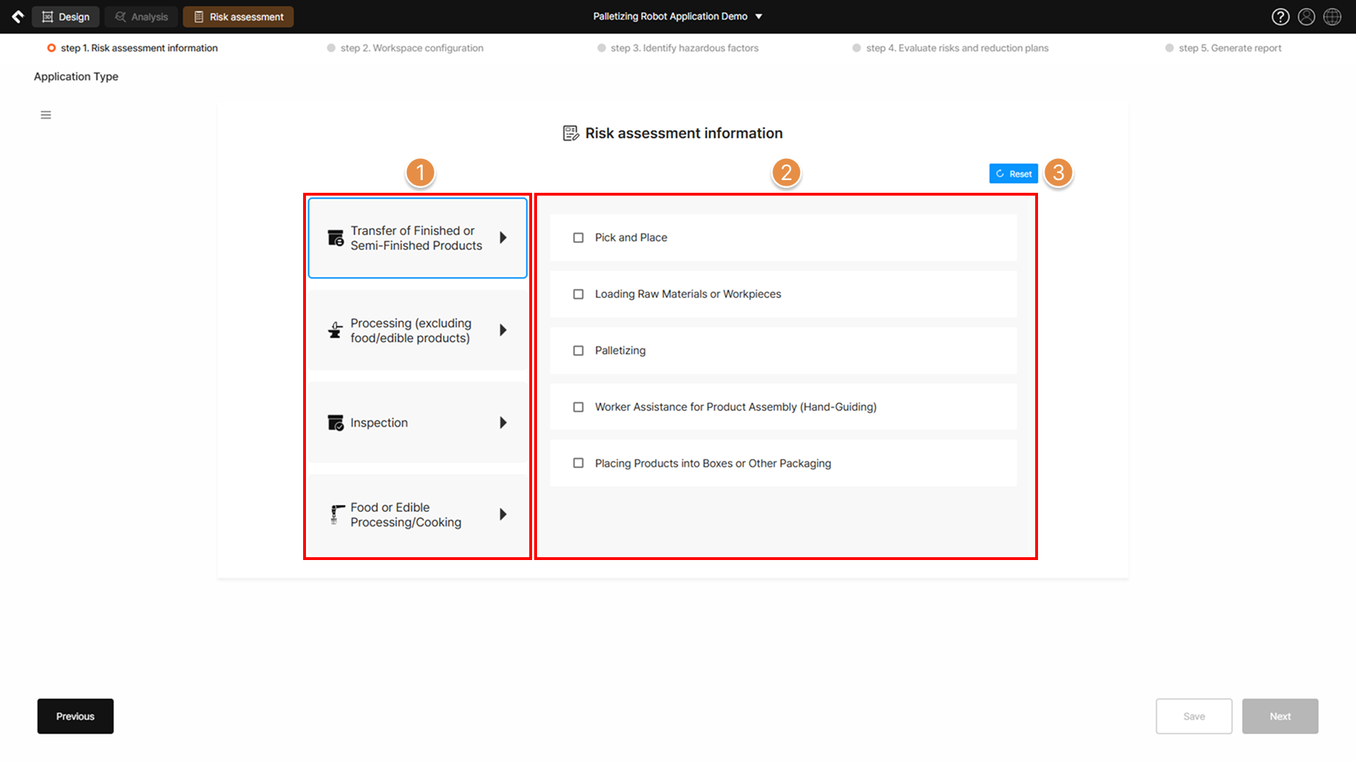 Step 1 – Risk assessment information input 2
