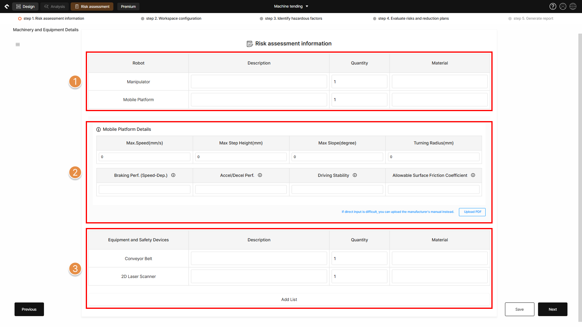 Step 1 – Risk assessment information input 4