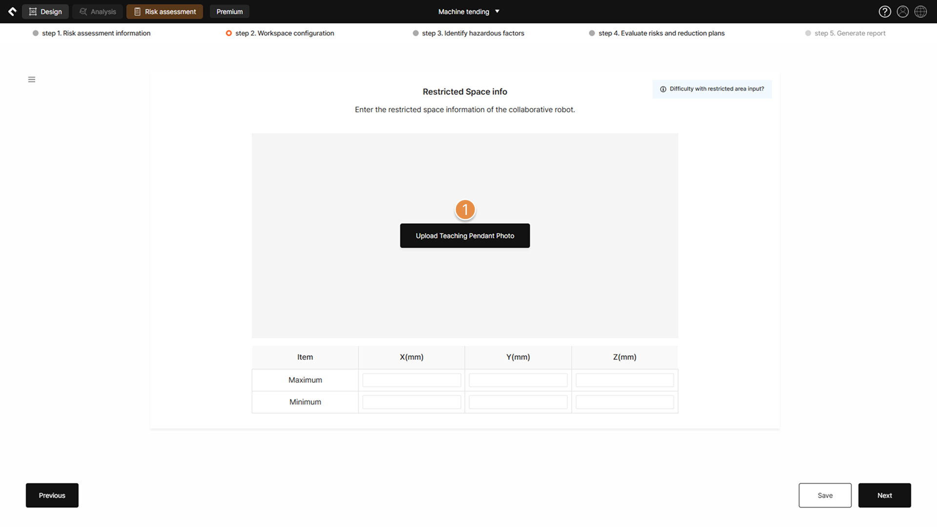 Workspace configuration – Restricted space