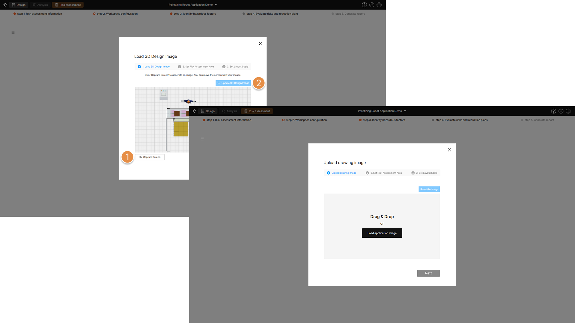 Load 3D design image or upload drawing image 1