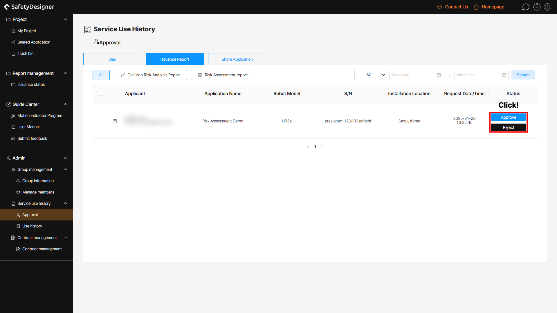 Service use history – Issuance report management
