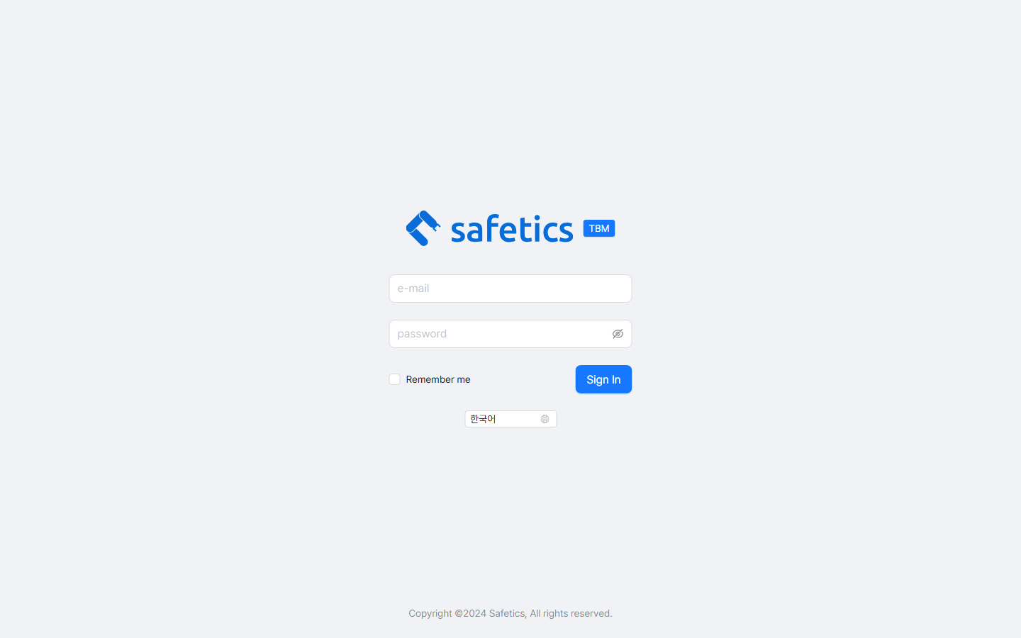 Login screen